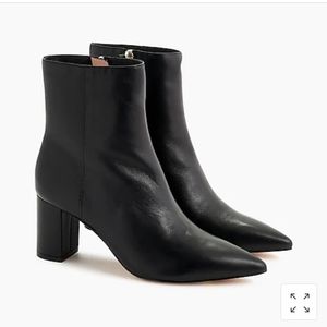 J Crew Pointed Toe Black Leather Booties
